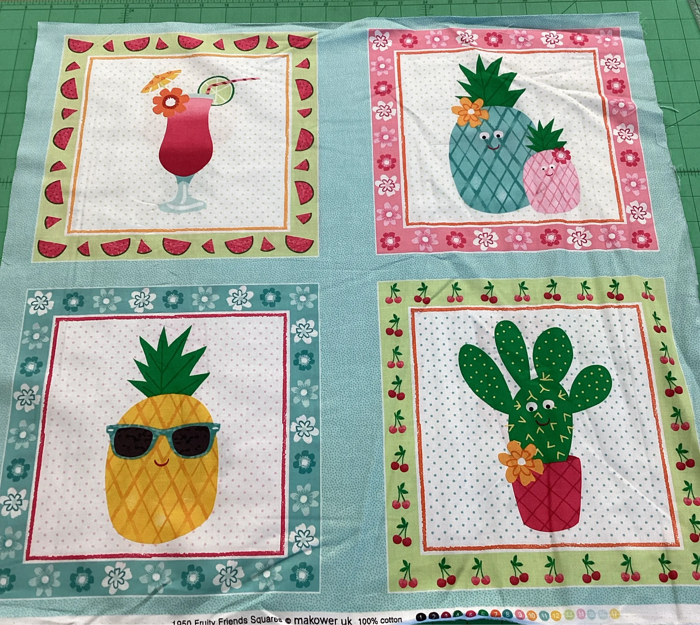1950 Fruity Friends Squares Panel | Makower
