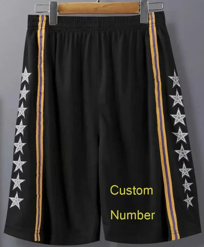 23# 24# Men Basketball Shorts Free Custom Kid shorts Basketball Male Soccer Exercise Running Fitness Workout Black Short 240306