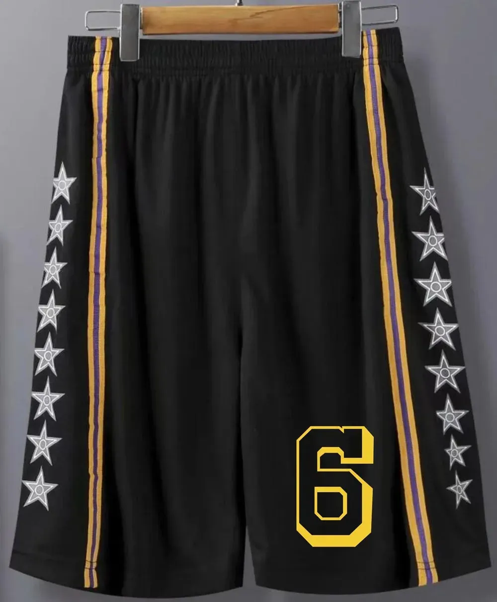 23# 24# Men Basketball Shorts Free Custom Kid shorts Basketball Male Soccer Exercise Running Fitness Workout Black Short 240306