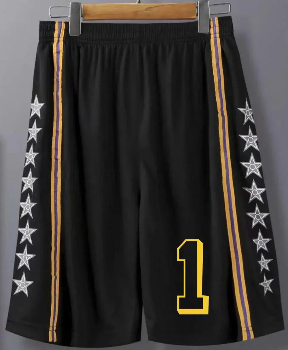 23# 24# Men Basketball Shorts Free Custom Kid shorts Basketball Male Soccer Exercise Running Fitness Workout Black Short 240306