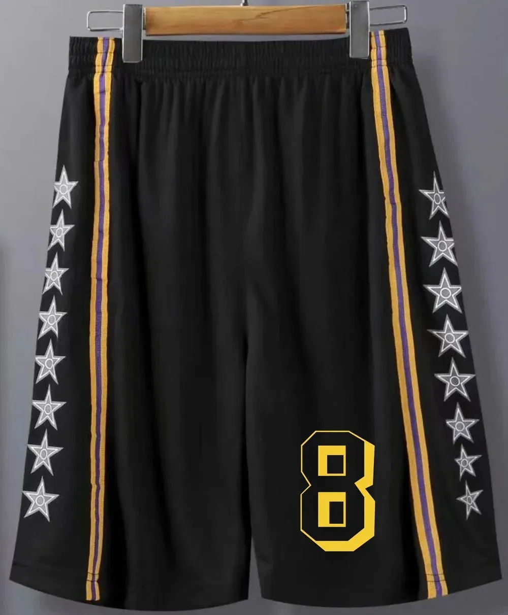 23# 24# Men Basketball Shorts Free Custom Kid shorts Basketball Male Soccer Exercise Running Fitness Workout Black Short 240306