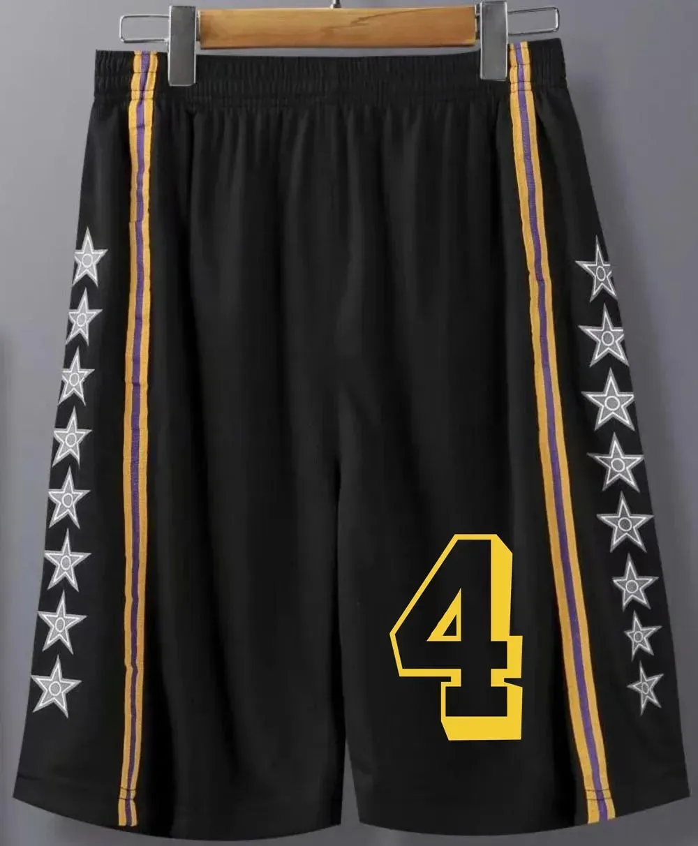 23# 24# Men Basketball Shorts Free Custom Kid shorts Basketball Male Soccer Exercise Running Fitness Workout Black Short 240306