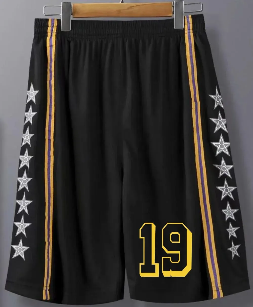 23# 24# Men Basketball Shorts Free Custom Kid shorts Basketball Male Soccer Exercise Running Fitness Workout Black Short 240306