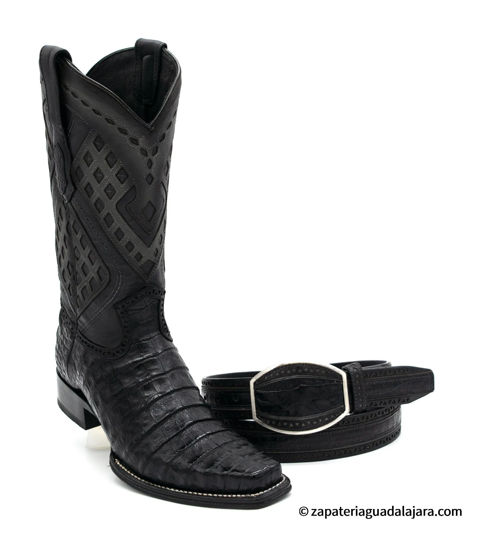2768205 NARROW SQUARE TOE CAIMAN BELLY BLACK