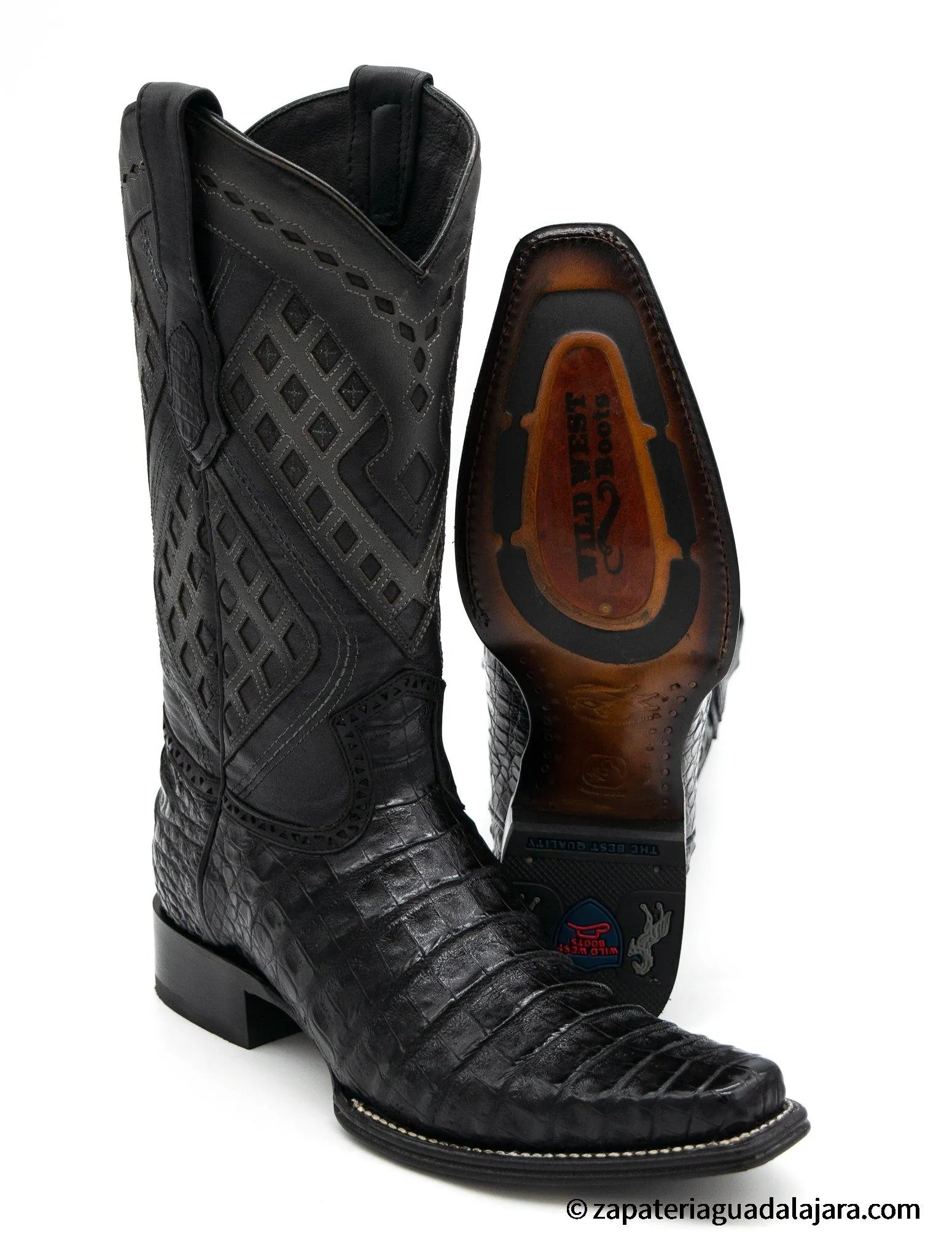 2768205 NARROW SQUARE TOE CAIMAN BELLY BLACK
