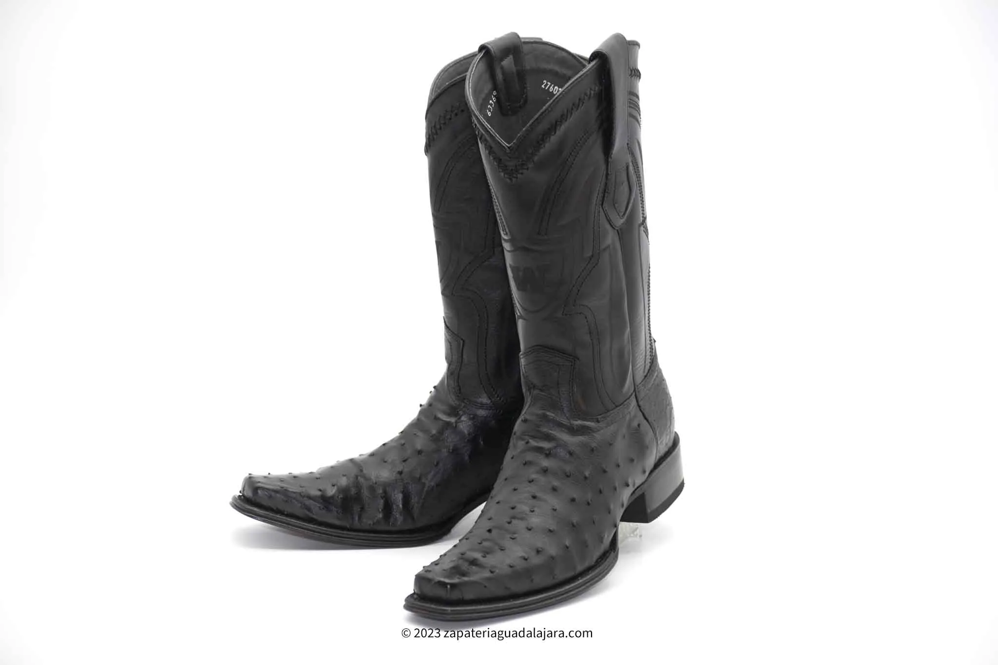 277L0305 NARROW SQUARE TOE OSTRICH BLACK