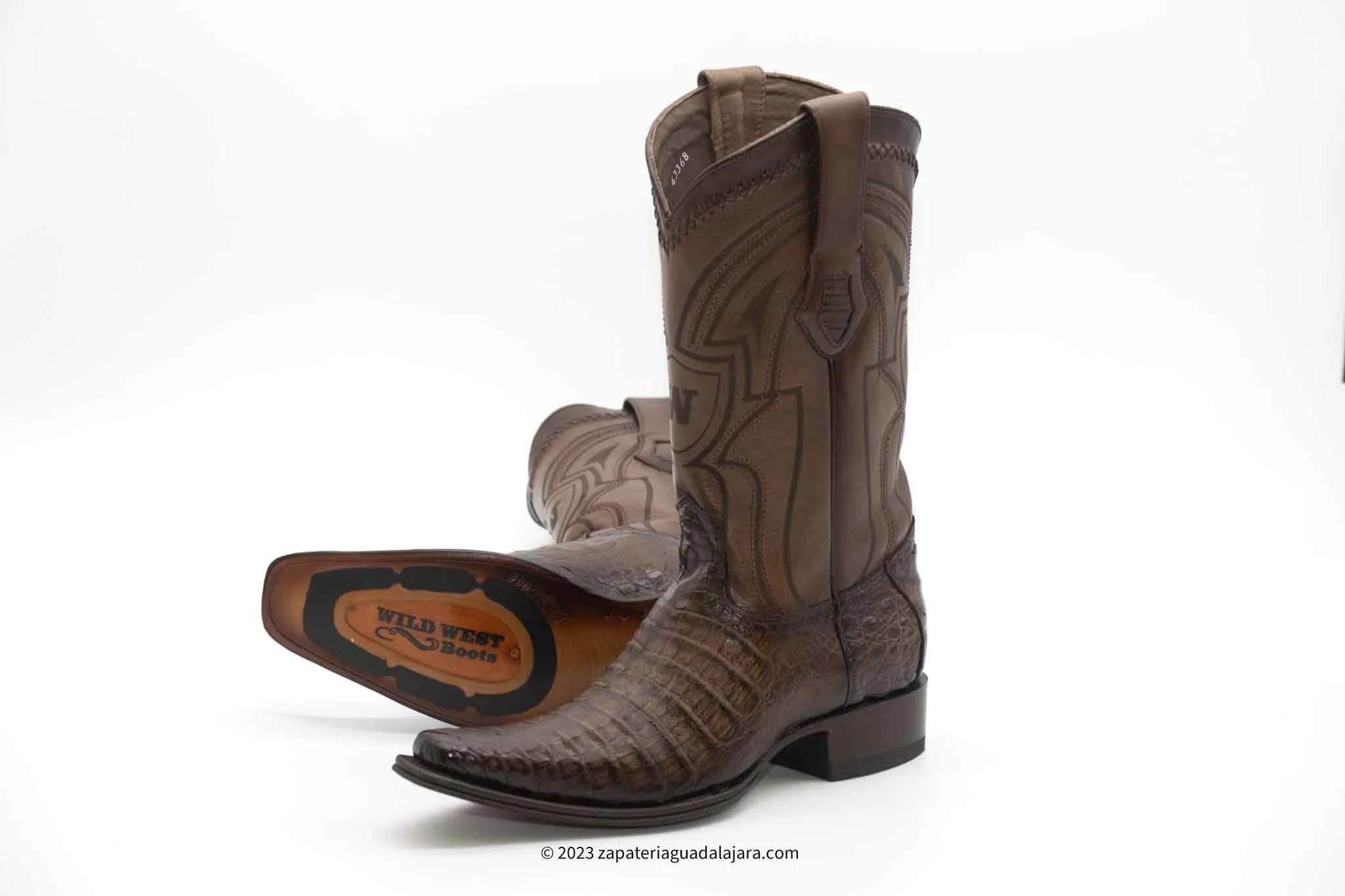 277L8216 NARROW SQUARE TOE CAIMAN BELLY FADED BROWN
