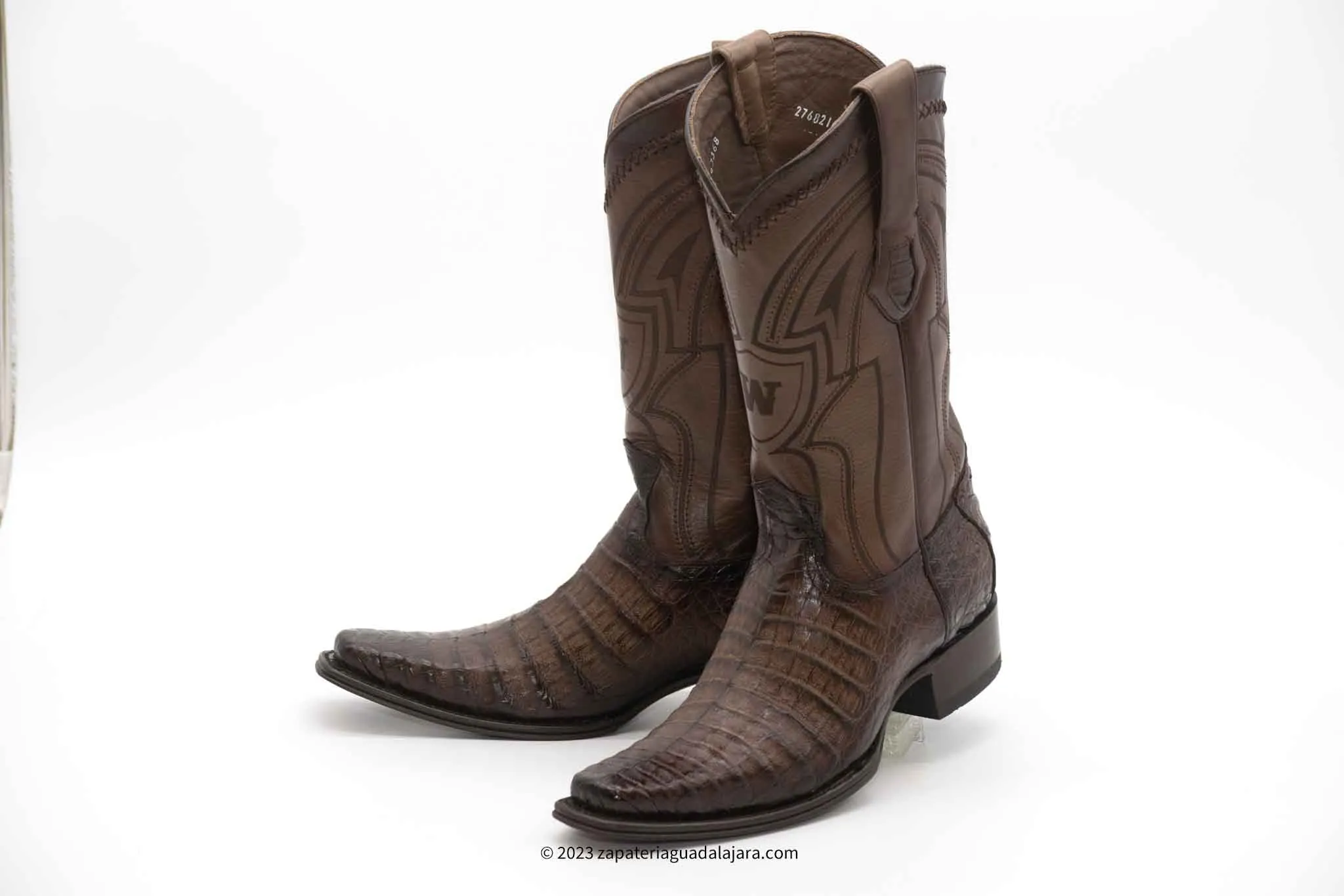 277L8216 NARROW SQUARE TOE CAIMAN BELLY FADED BROWN