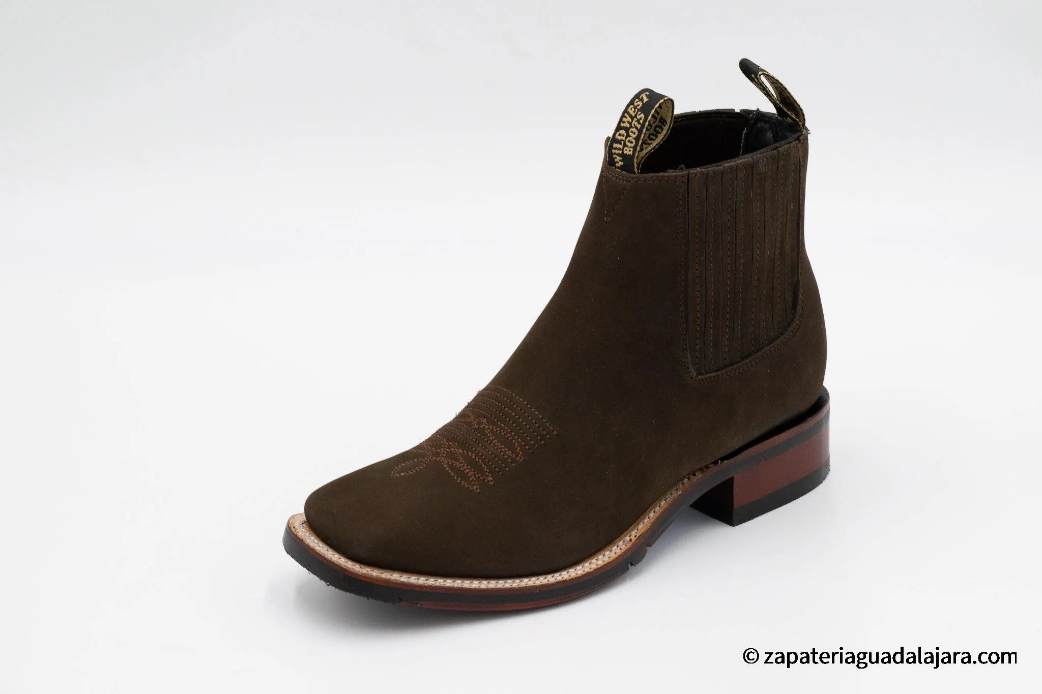 2826B6359 WIDE SQUARE TOE NOBUCK TABACCO RUBBER SOLE