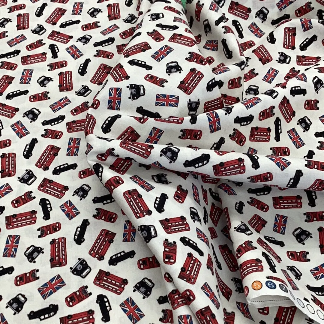 984 London Bus Scatter | Makower UK - 1/2 metre