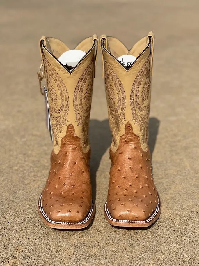 Anderson Bean 6881L 11" Tan Full Quill Ostrich Wide Square Toe (SHOP IN-STORES TOO)