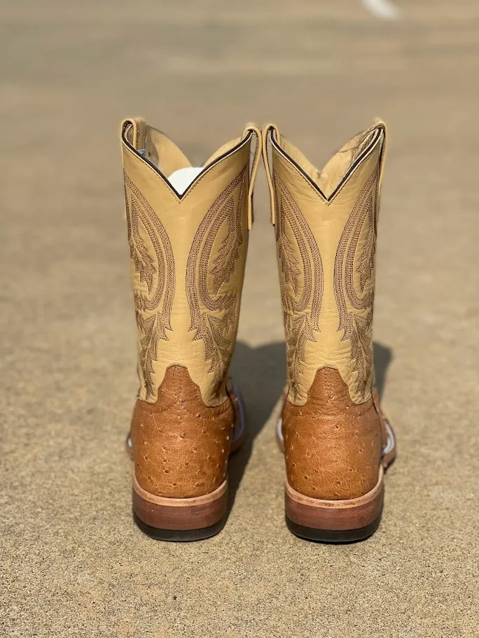 Anderson Bean 6881L 11" Tan Full Quill Ostrich Wide Square Toe (SHOP IN-STORES TOO)
