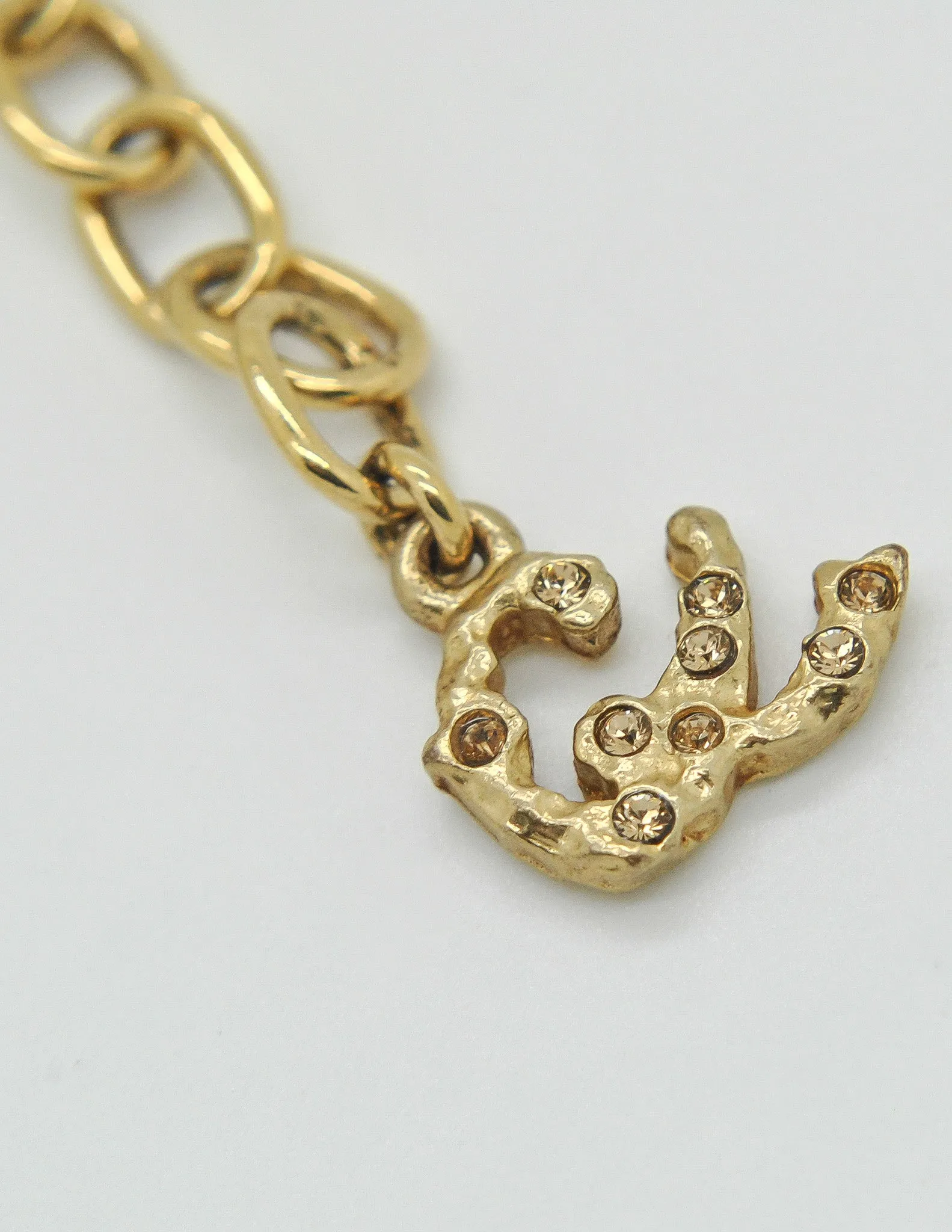 Christian Lacroix Vintage Extra Long Brushed Gold Tablet Necklace
