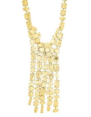 Christian Lacroix Vintage Extra Long Brushed Gold Tablet Necklace