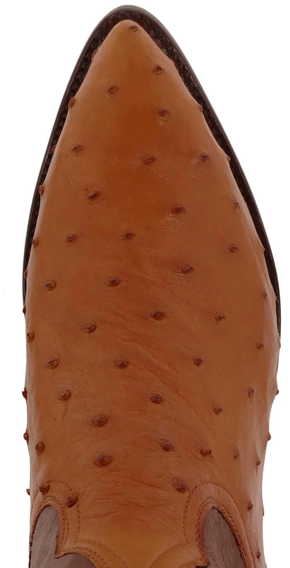 Cognac Leather Western Cowboy Boots Real Ostrich Quill Skin J Toe