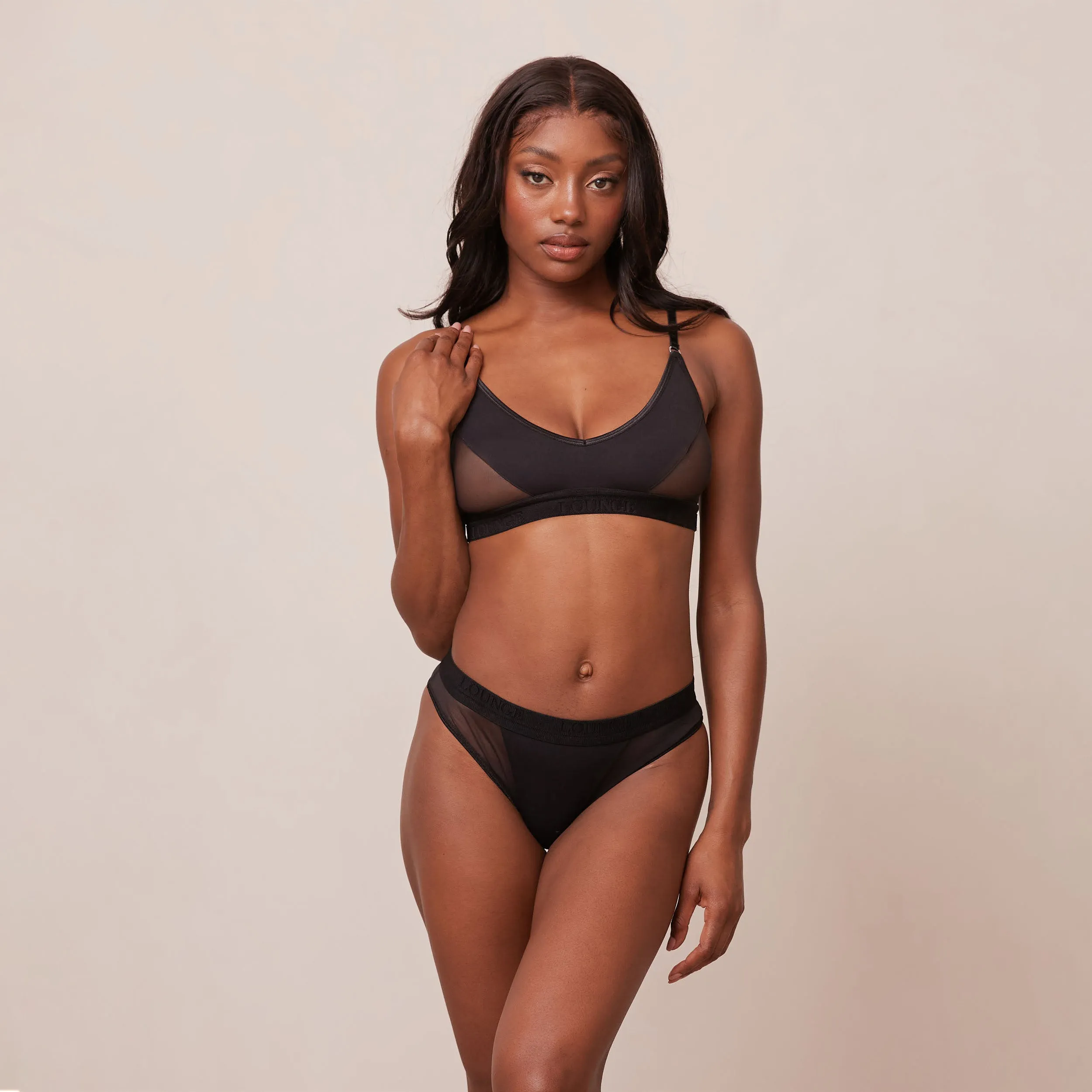 Contour Mesh Bra  - Black