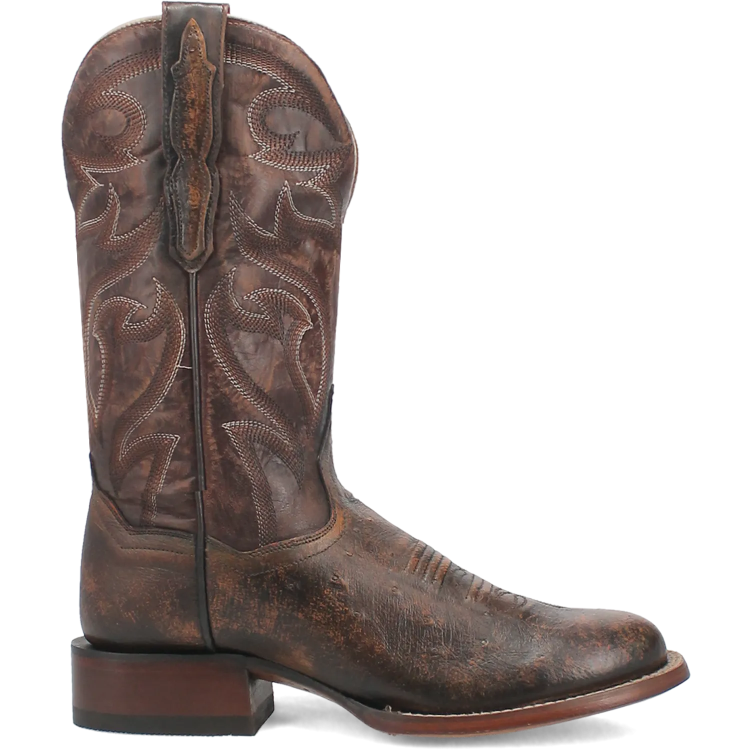 Dan Post Cognac/Brown Clyde Smooth Ostrich Round Toe Boots for Men