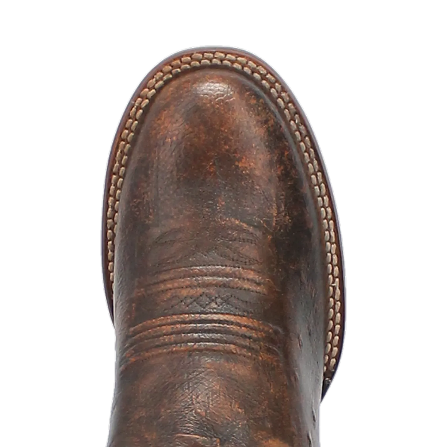 Dan Post Cognac/Brown Clyde Smooth Ostrich Round Toe Boots for Men