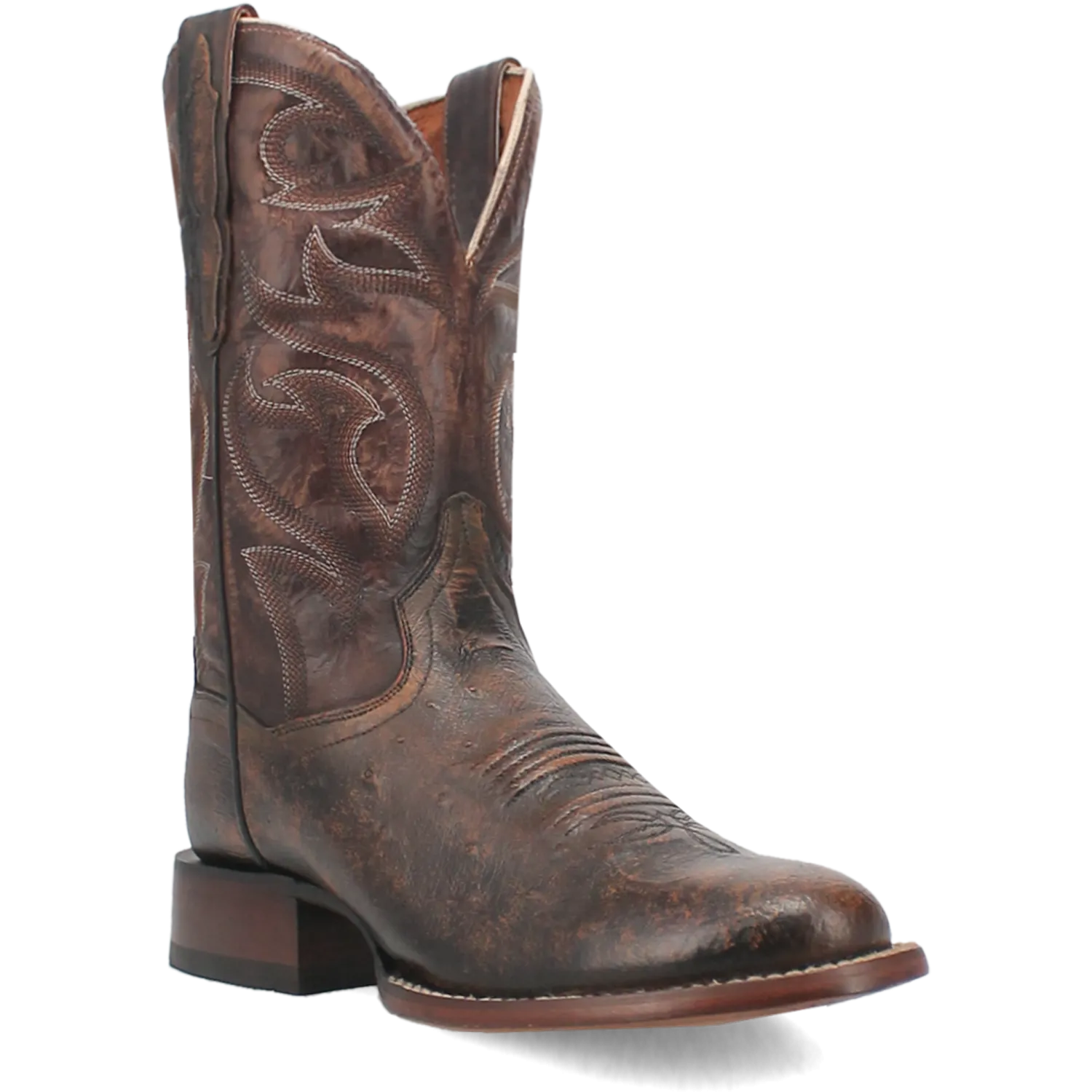 Dan Post Cognac/Brown Clyde Smooth Ostrich Round Toe Boots for Men