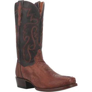 Dan Post Sprinter Brown Ostrich Leg Blunt Toe Western Boots for Men