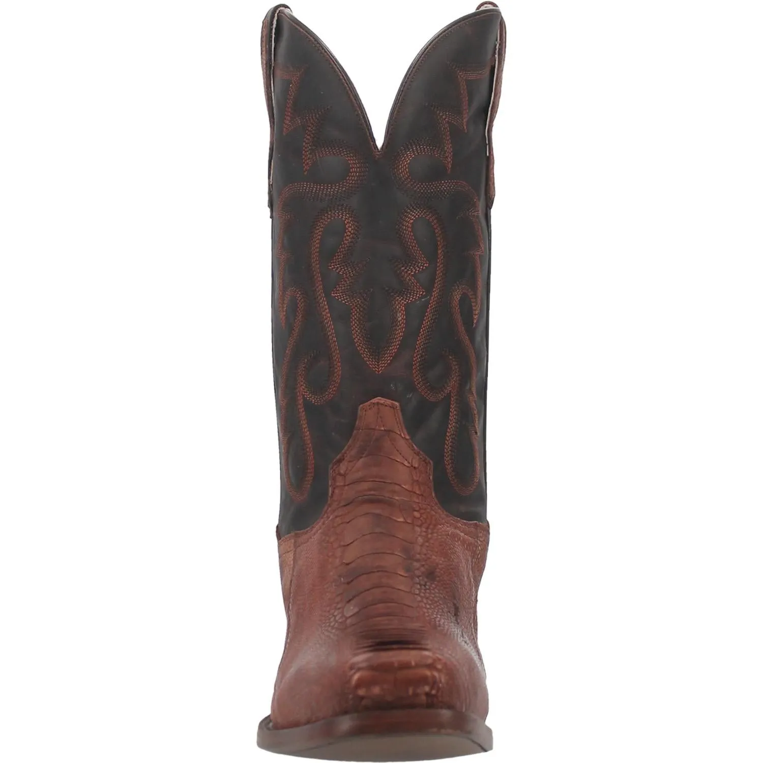 Dan Post Sprinter Brown Ostrich Leg Blunt Toe Western Boots for Men