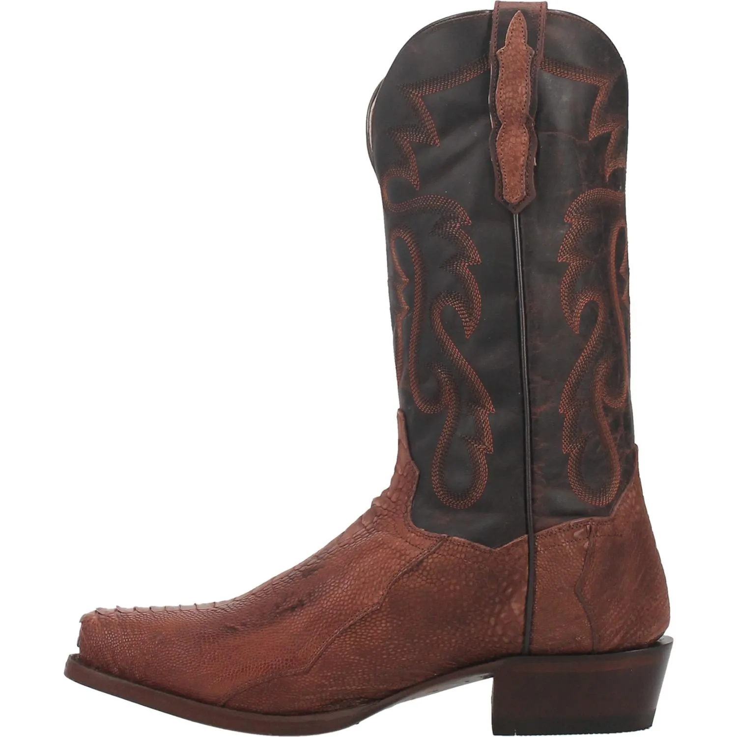 Dan Post Sprinter Brown Ostrich Leg Blunt Toe Western Boots for Men