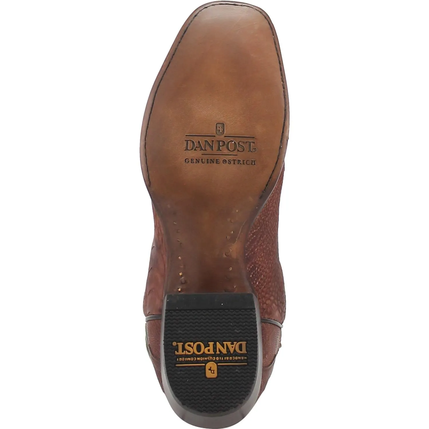 Dan Post Sprinter Brown Ostrich Leg Blunt Toe Western Boots for Men