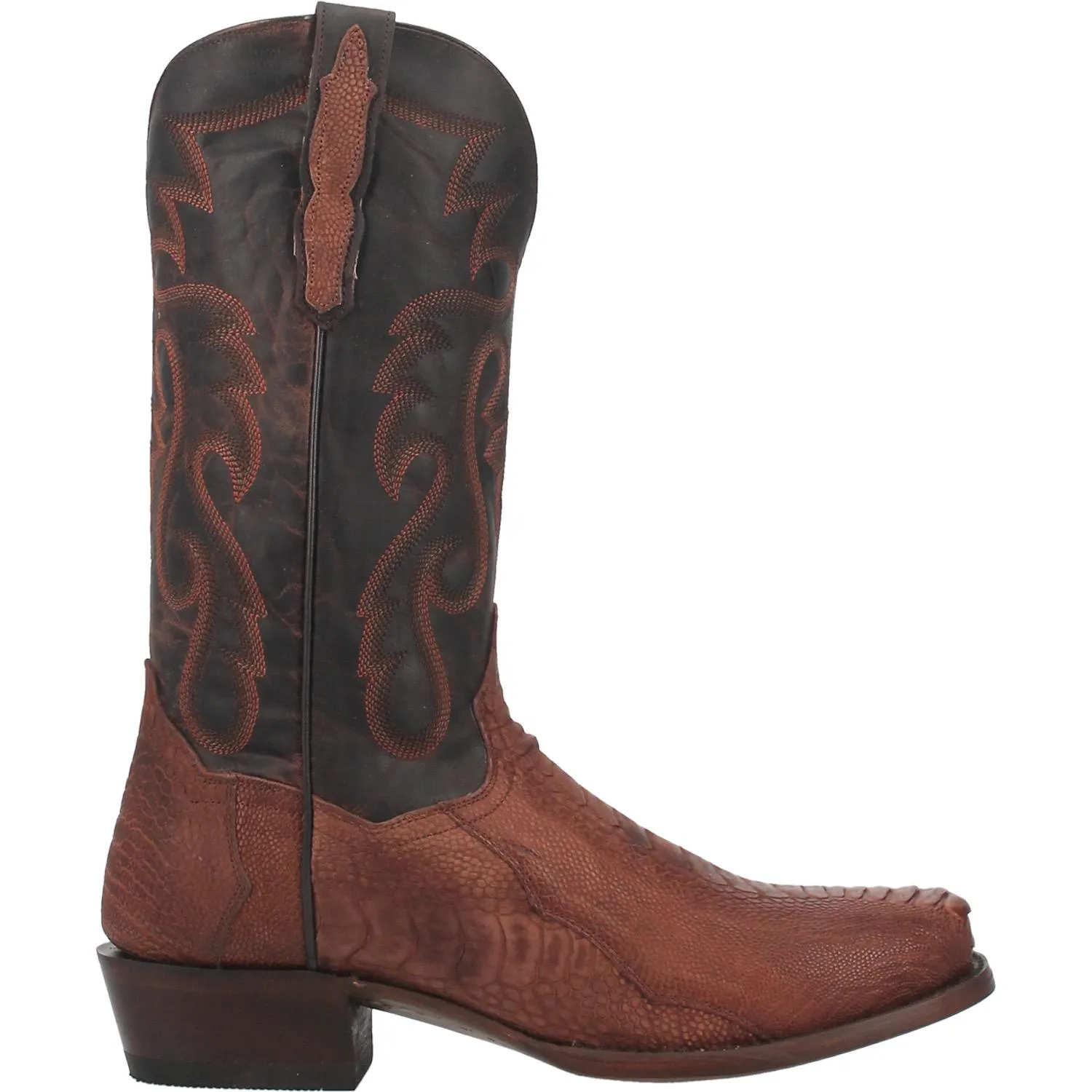 Dan Post Sprinter Brown Ostrich Leg Blunt Toe Western Boots for Men