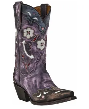 Dan Post Vintage Arrow Purple Sanded Leather Boots