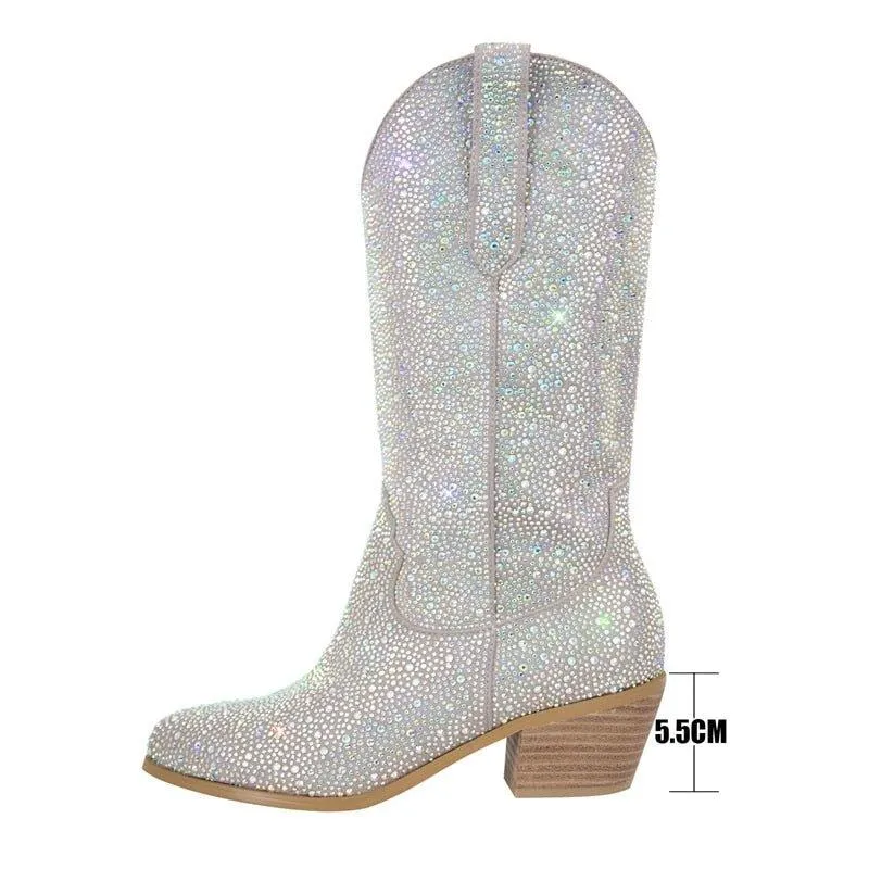 Dixie Western Knee High Rhinestone Boots