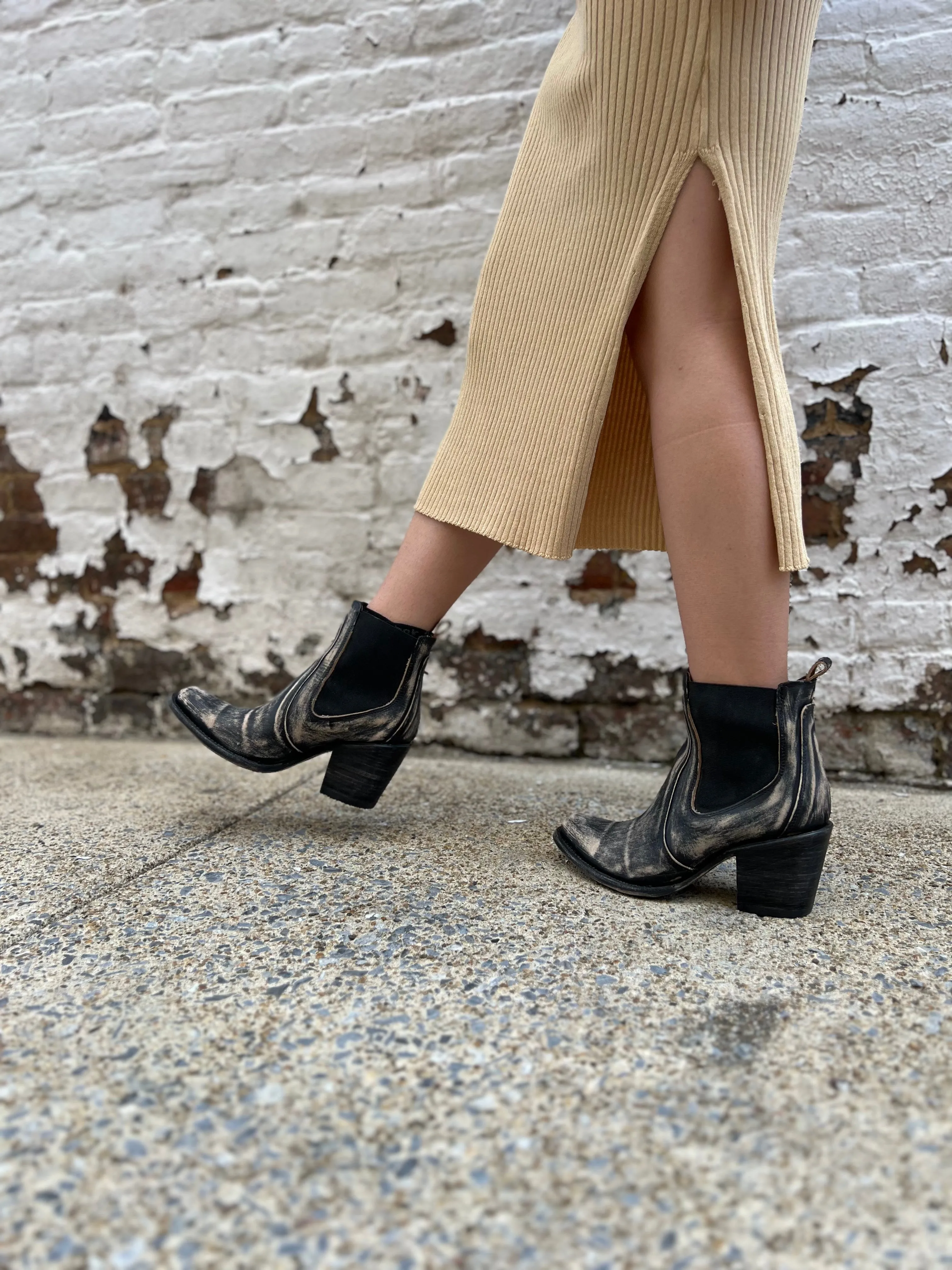 Dolly Distressed Black Booties