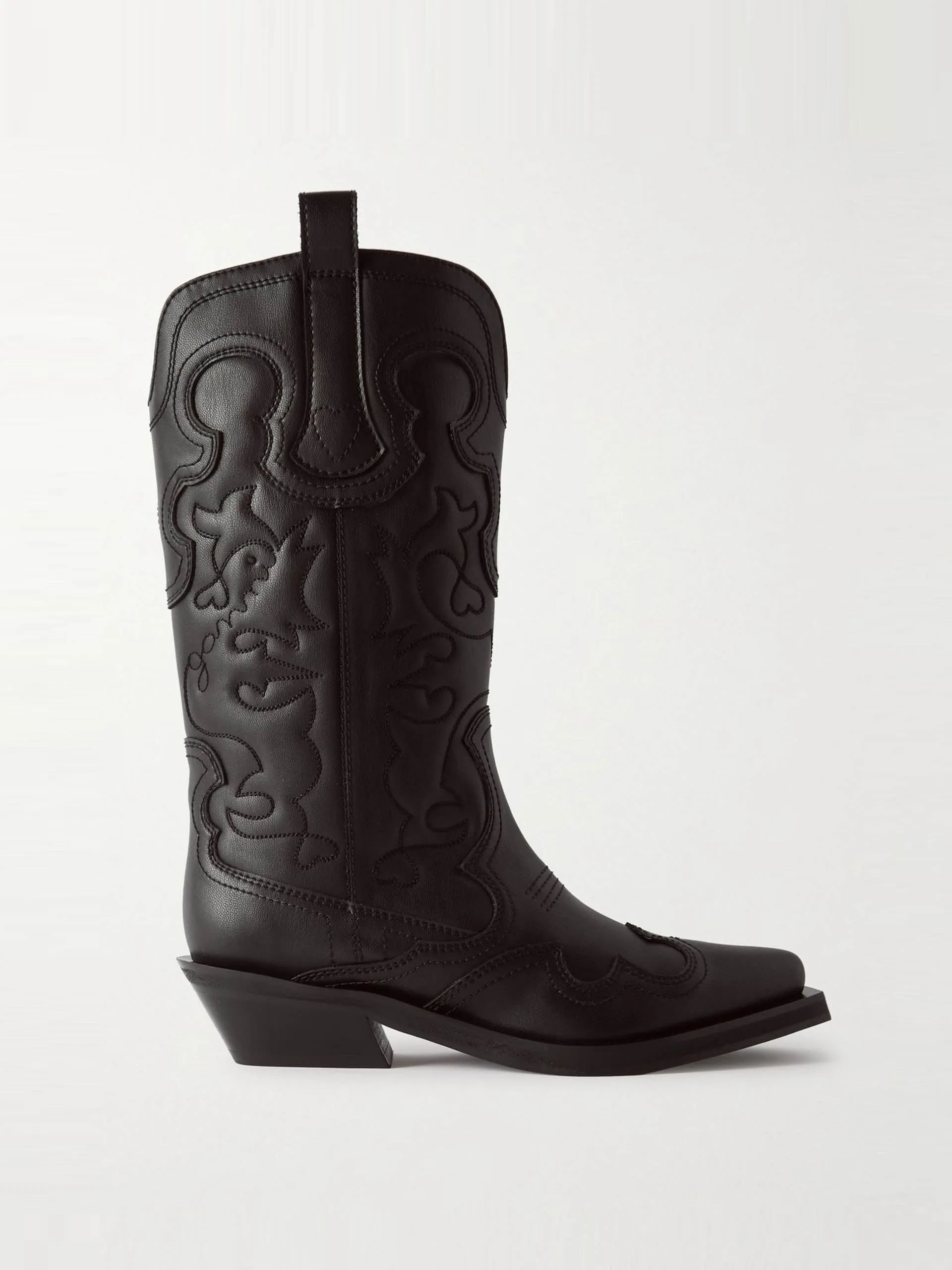Embroidered leather cowboy boots