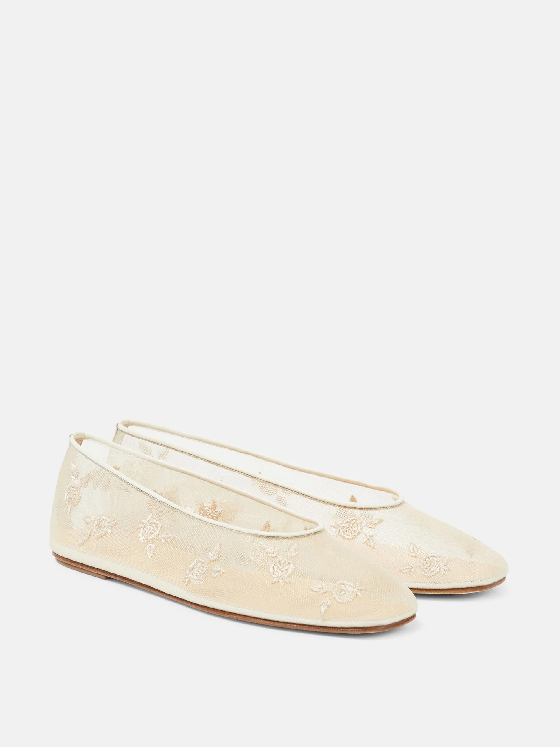 Embroidered mesh ballet flats