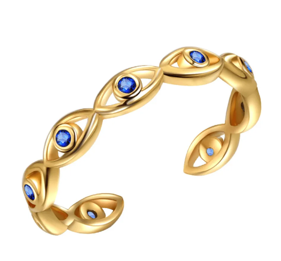 Evil Eye Blue Cubic Zircon Ring