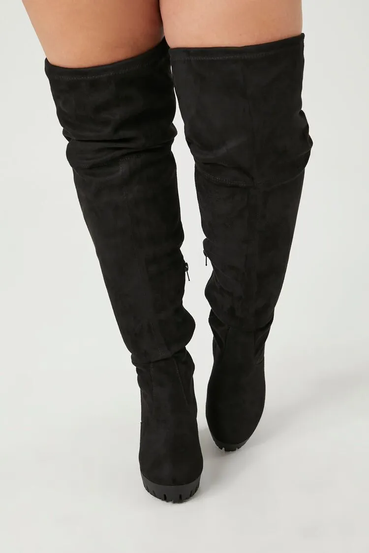 Faux Suede Over-the-Knee Boots (Wide)