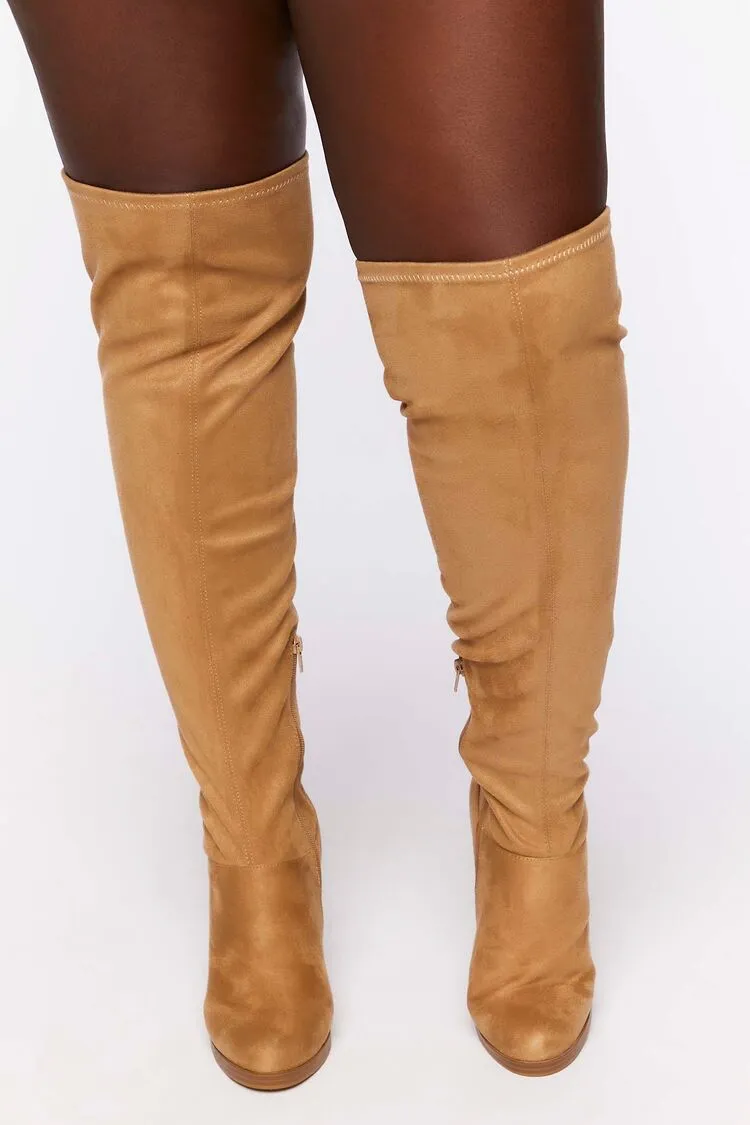 Faux Suede Over-the-Knee Boots (Wide)