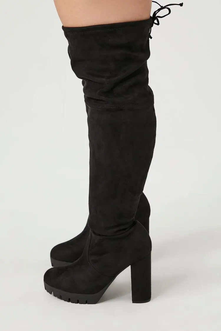 Faux Suede Over-the-Knee Boots (Wide)
