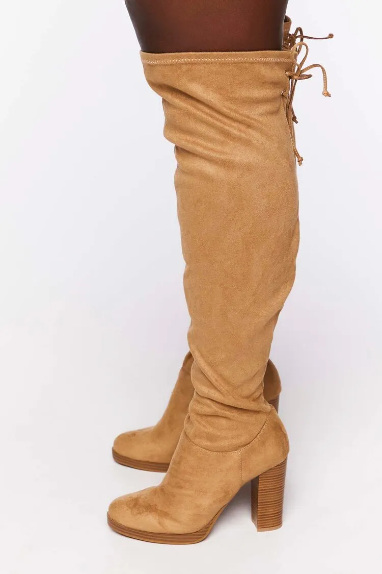 Faux Suede Over-the-Knee Boots (Wide)