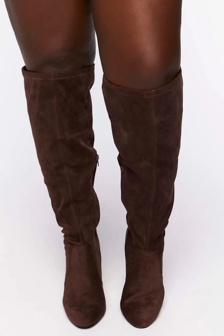 Faux Suede Over-the-Knee Boots (Wide)