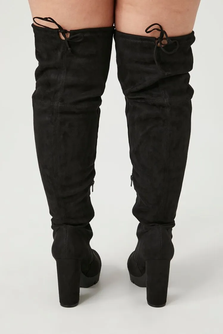 Faux Suede Over-the-Knee Boots (Wide)