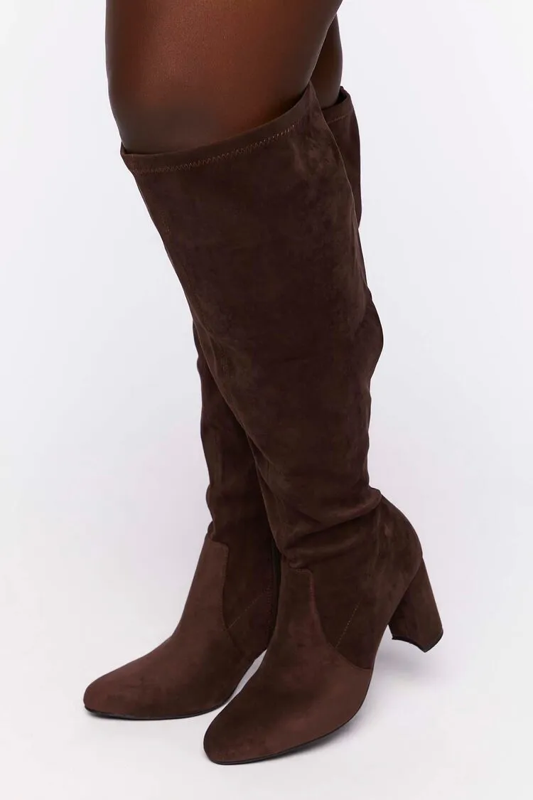 Faux Suede Over-the-Knee Boots (Wide)