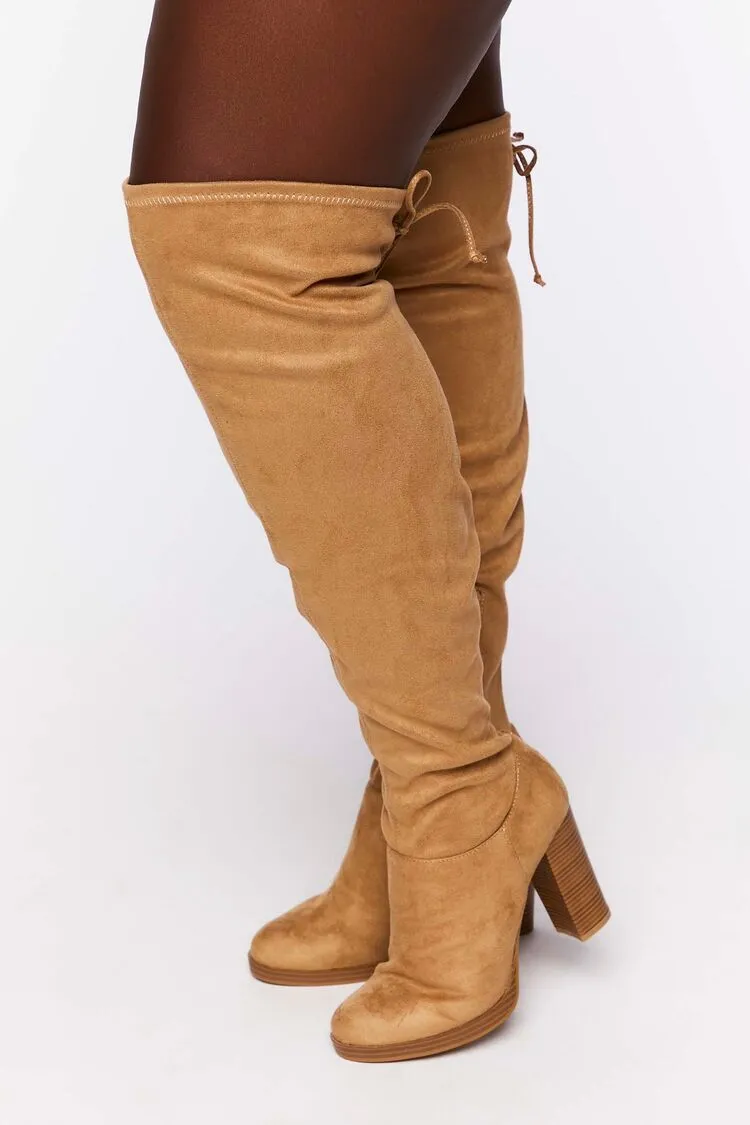 Faux Suede Over-the-Knee Boots (Wide)