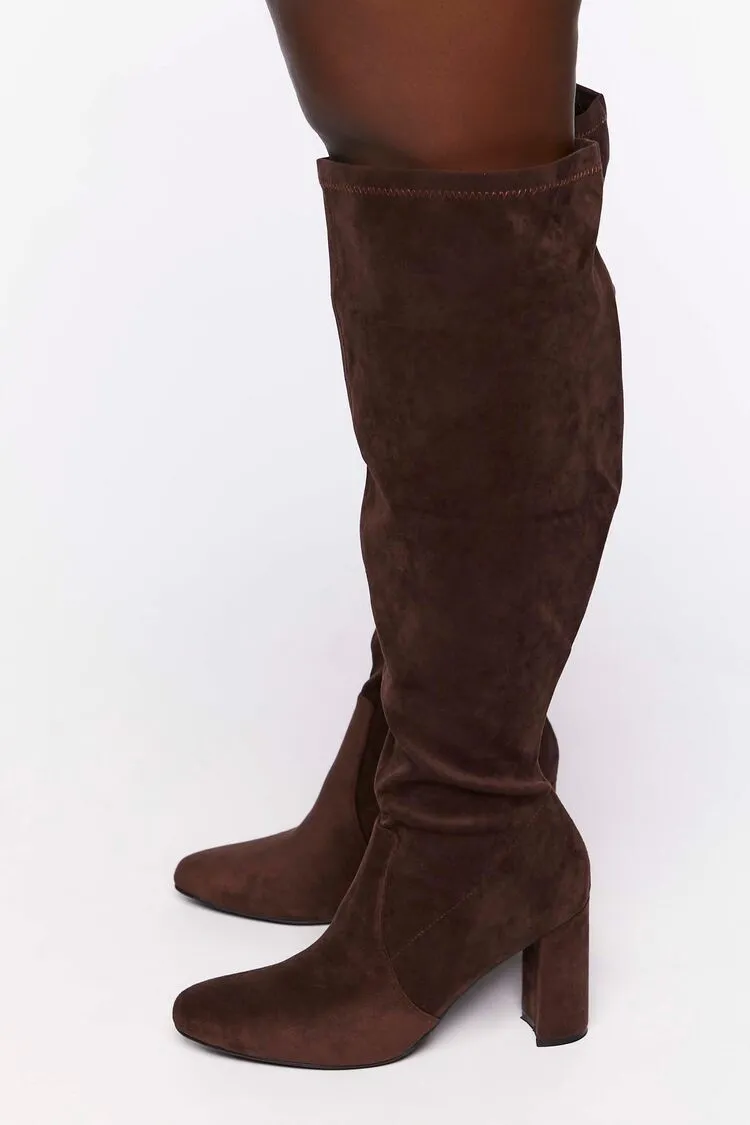 Faux Suede Over-the-Knee Boots (Wide)