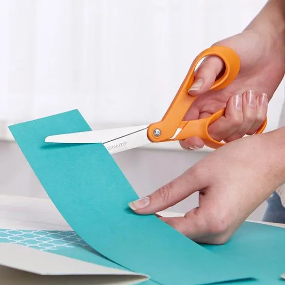 Fiskars Classic 8" Orange Handle Bent Scissors