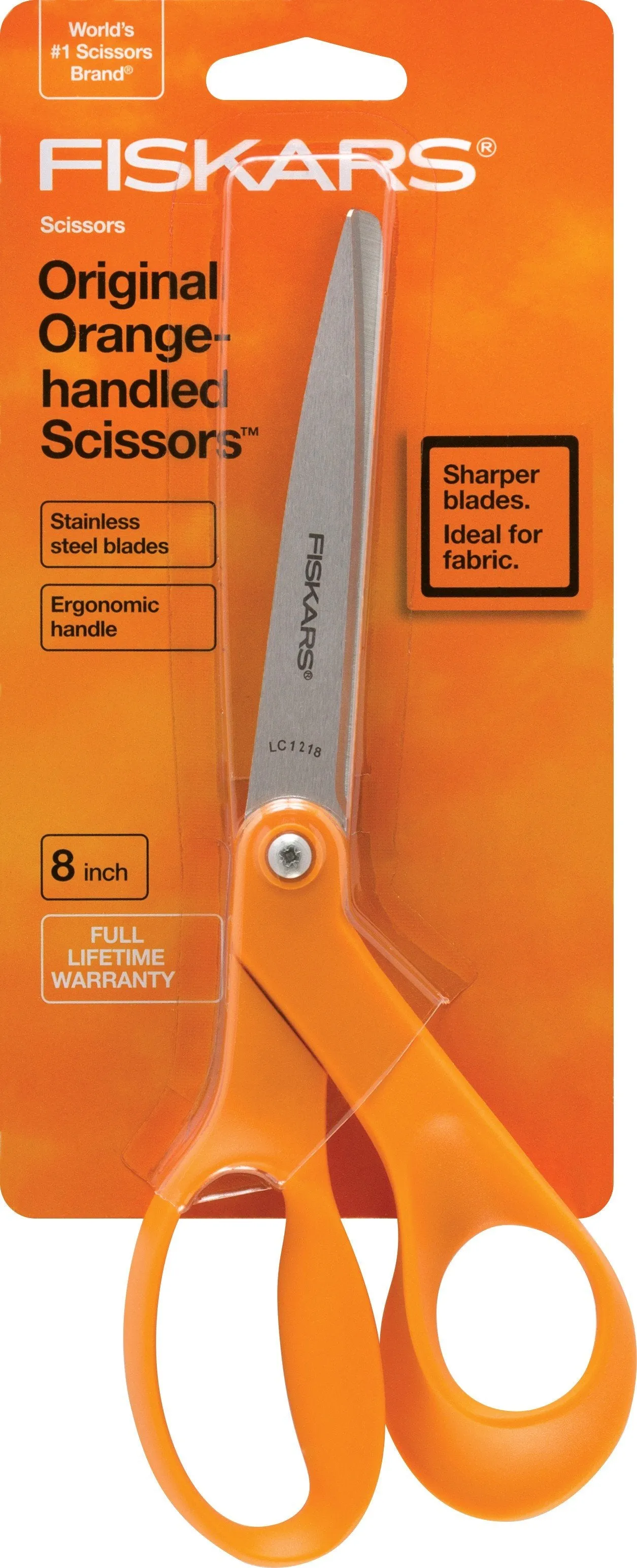 Fiskars Classic 8" Orange Handle Bent Scissors