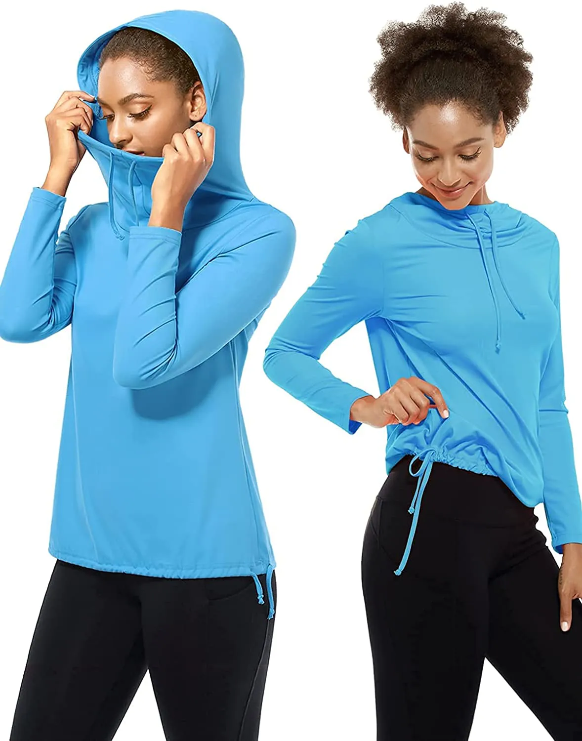 Fulbelle Women's UPF 50  Long Sleeve Shirts Sun Protection Drawstring Lightweight Hooded Sweatshirts Outdoor Performance