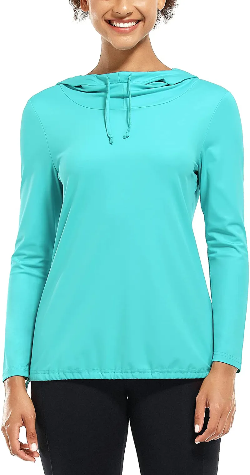 Fulbelle Women's UPF 50  Long Sleeve Shirts Sun Protection Drawstring Lightweight Hooded Sweatshirts Outdoor Performance