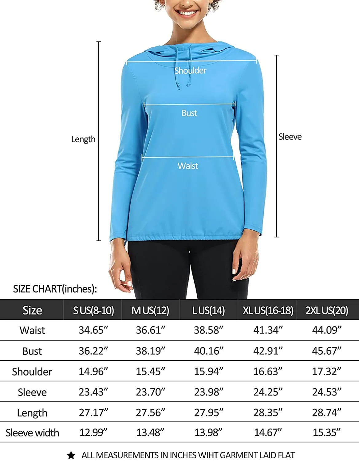 Fulbelle Women's UPF 50  Long Sleeve Shirts Sun Protection Drawstring Lightweight Hooded Sweatshirts Outdoor Performance