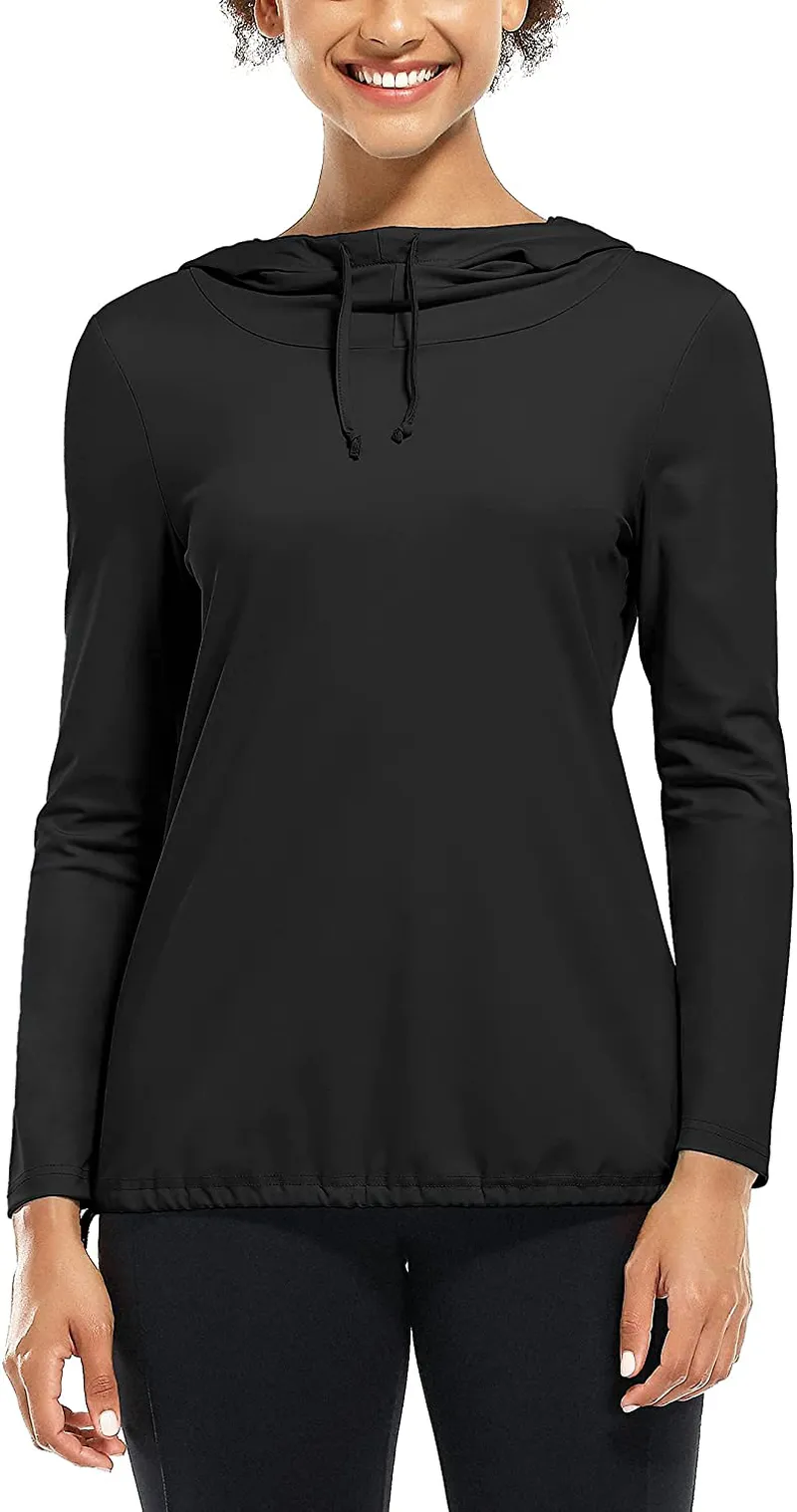 Fulbelle Women's UPF 50  Long Sleeve Shirts Sun Protection Drawstring Lightweight Hooded Sweatshirts Outdoor Performance