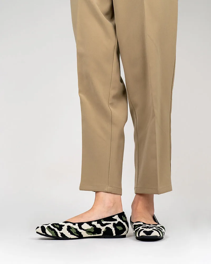 Green Leopard Pattern Ballet Flats